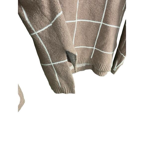 Kirundo Sweater Women XL Caramel Brown Window Pane Check Cowl Neck Soft Knit - Picture 10 of 10